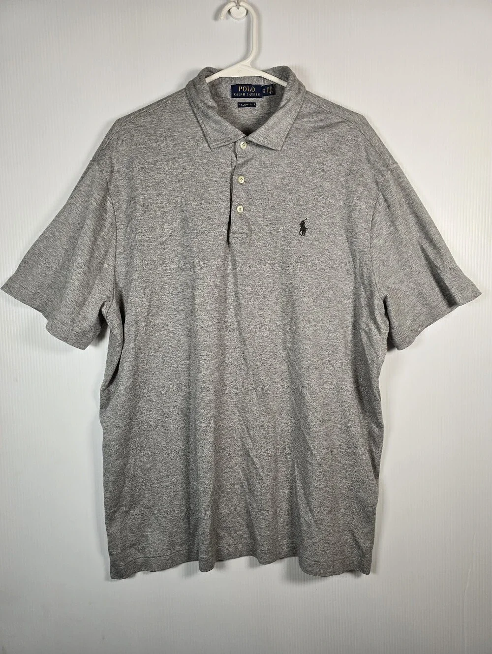Polo Ralph Lauren Mens ClassicHeather Grey Short Sleeve Cotton Polo Shirt SizeXL